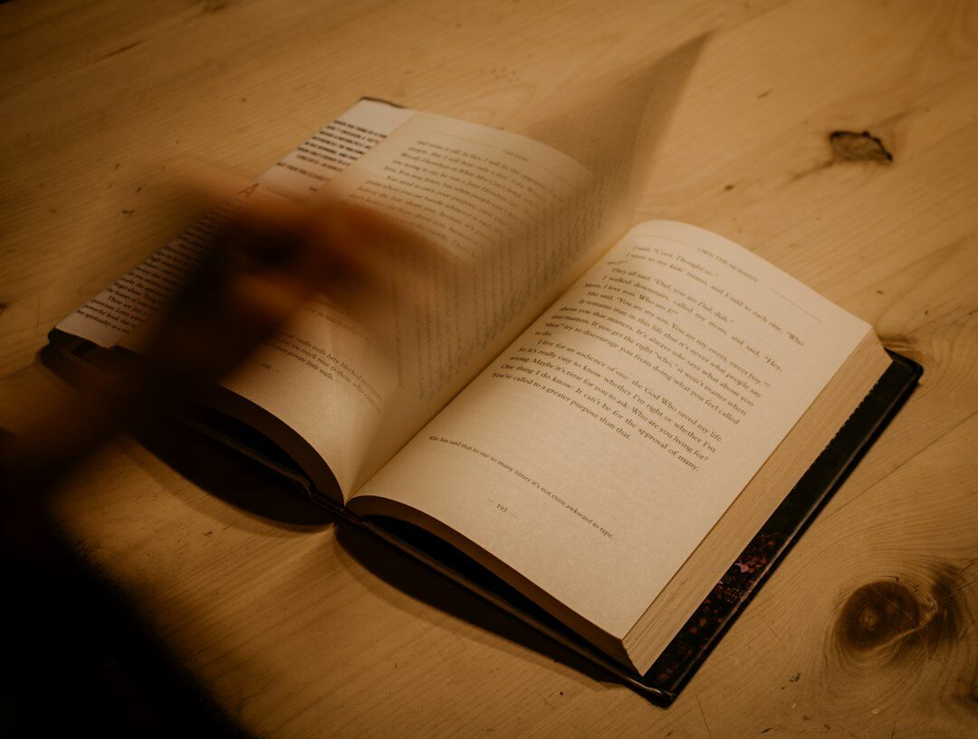 open mystery book at night